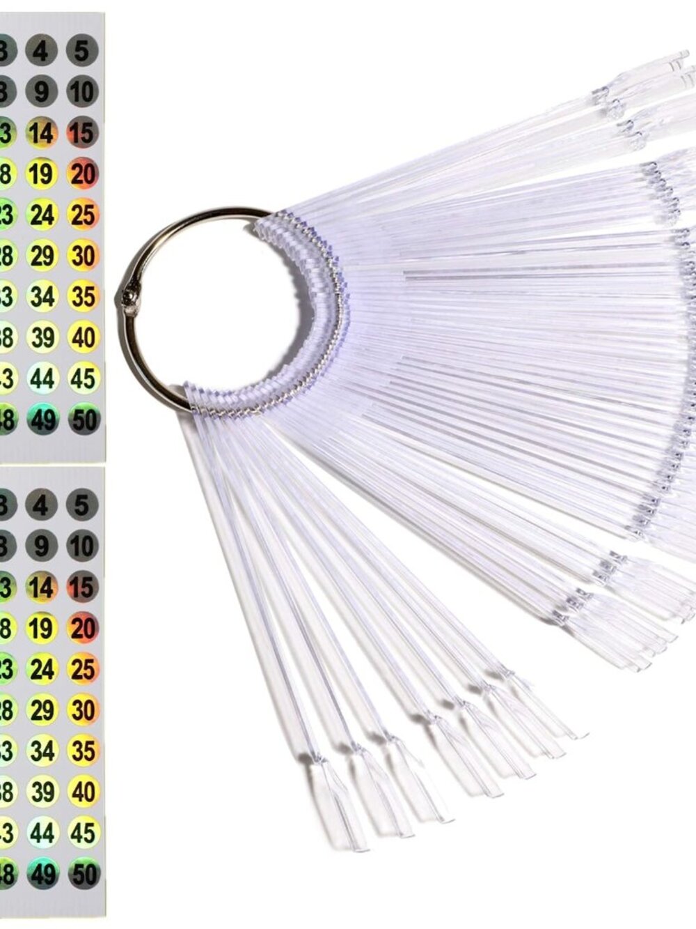 50pcs Nail Swatch Sticks with Ring for Nail Color Displaytransparent